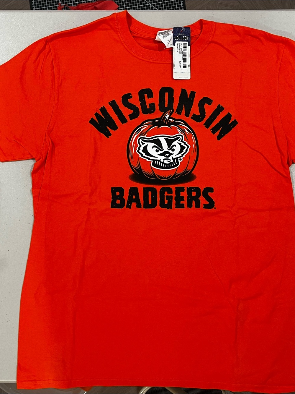 Wisconsin Badgers Orange Halloween Graphic T-Shirt